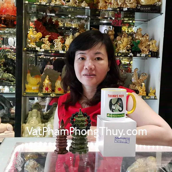 Chị Tỵ - khách hàng mua chuỗi thạch anh tím S6214-3012, tháp văn xương lam ngọc GM059 và tháp văn xương nham thạch M094