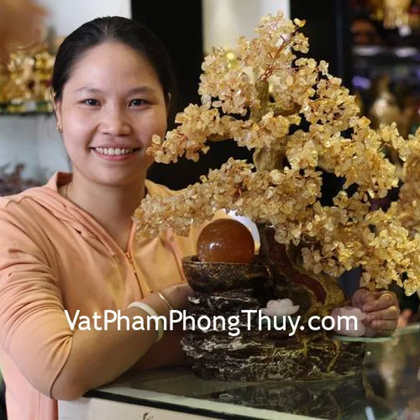 Chị Thi - Khách hàng mua cây tài lộc KC035, quả cầu thạch anh vàng M191, uyên ương thạch anh GM121 và bình cát tường B035