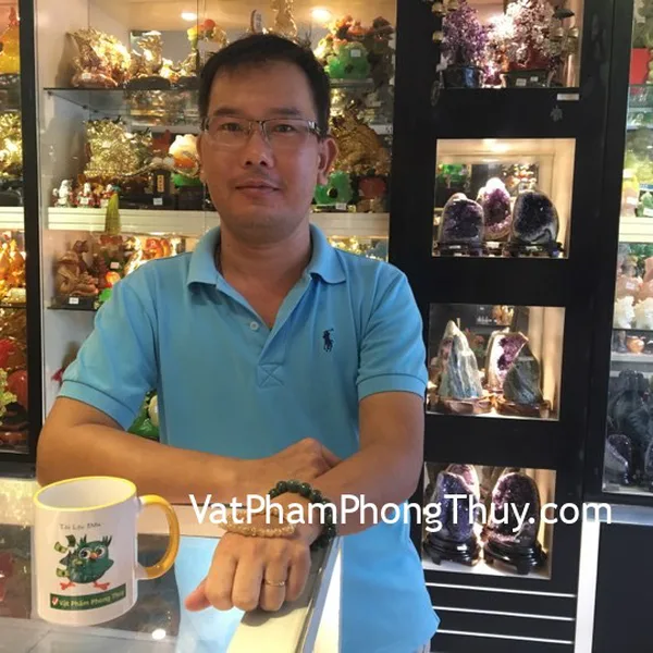 Anh Cường - khách hàng mua chuỗi thạch anh tóc vàng sáng Uruguay A++ S6367-S5-1490, chuỗi phỉ thúy xanh đậm A+ 14li S6396