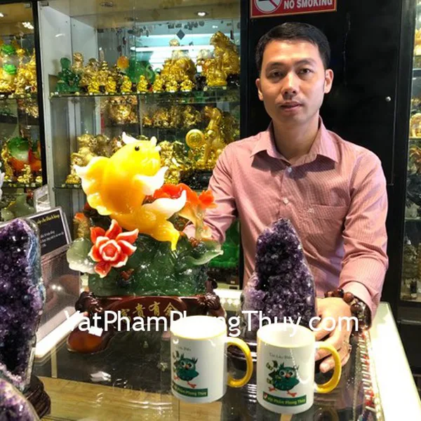 Anh Thanh - Khách hàng mua Cá chép vàng trên sen - Phú quý hữu ngư C095A và Bông thạch anh tím H089