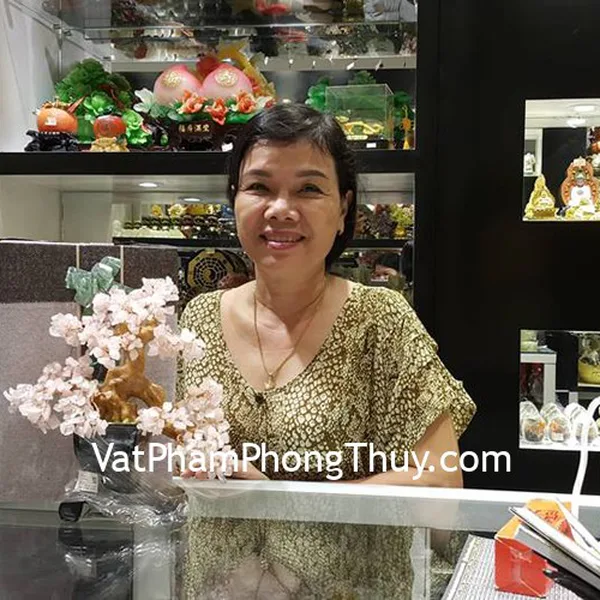 Chị Hằng - khách hàng mua cây tài lộc thạch anh hồng KC027