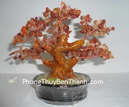 Cây đá mã não đỏ nhỏ - chậu tròn K159_4