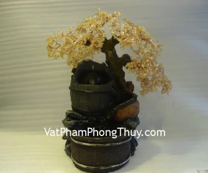 Cây tài lộc thạch anh vàng, phong thủy luân nhỏ CA220