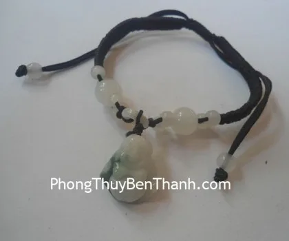 Dây rút Phật Di Lạc treo đá Miến Điện-2 hạt lớn(trước) S145-1
