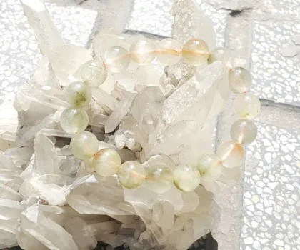 Chuỗi thạch anh tóc nhiều màu Phước-Lộc-Thọ Uruguay (69.2g - 14 bi) S6229-S5-3114