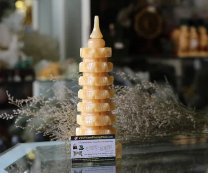 Tháp văn xương lam ngọc xanh nhạt 7 tầng (lớn) GM186