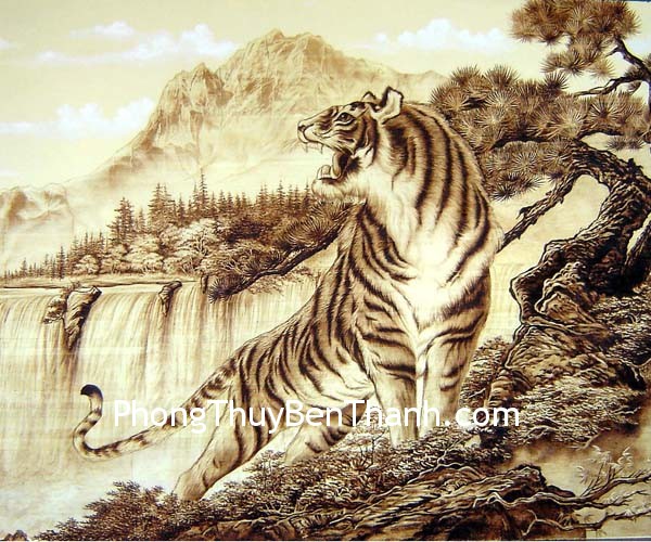 tranh-ho tranh ho Bạch hổ kết hợp với thanh long như biểu tượng bảo vệ