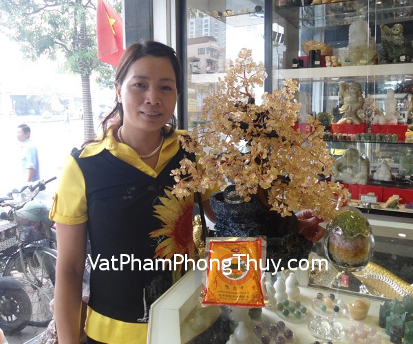 Chị Kim Anh - khách hàng mua cây tài lộc thạch anh vàng, hồ lô ngũ hành lớn, trứng ngũ hành và bột tẩy uế