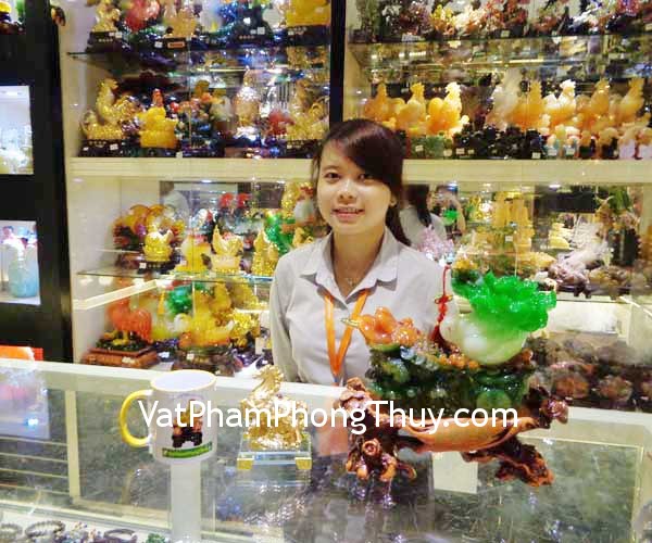 Chị Châu - khách hàng mua Thiềm thừ ngọc xanh kéo xe cải xanh G162A, Ngựa vàng trên mây vàng đế thủy tinh G113A