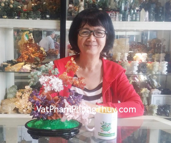 Cô Dung - khách hàng mua Cây tài lộc thạch anh nhiều màu KC037