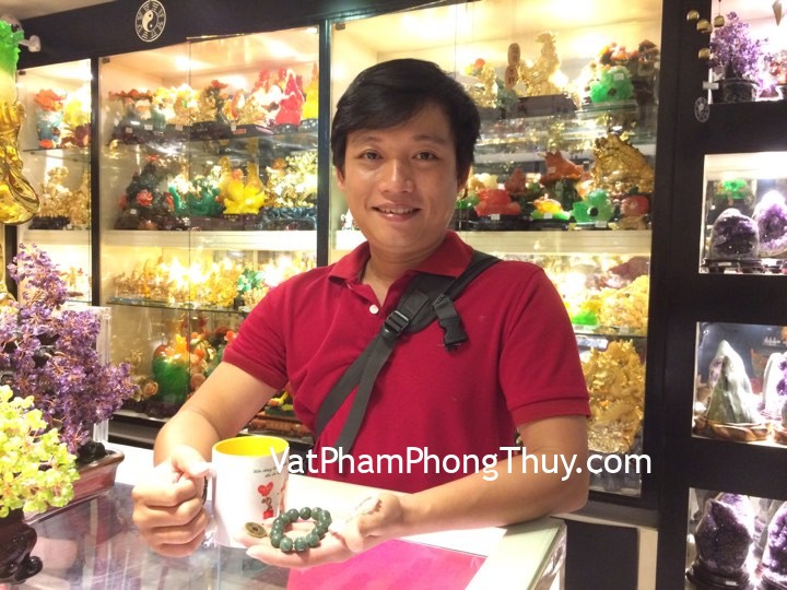 Anh Tín - khách hàng mua chuỗi phỉ thúy xanh đậm A+ 14li S6396, chuỗi phỉ thúy xanh nhạt nhỏ S6156