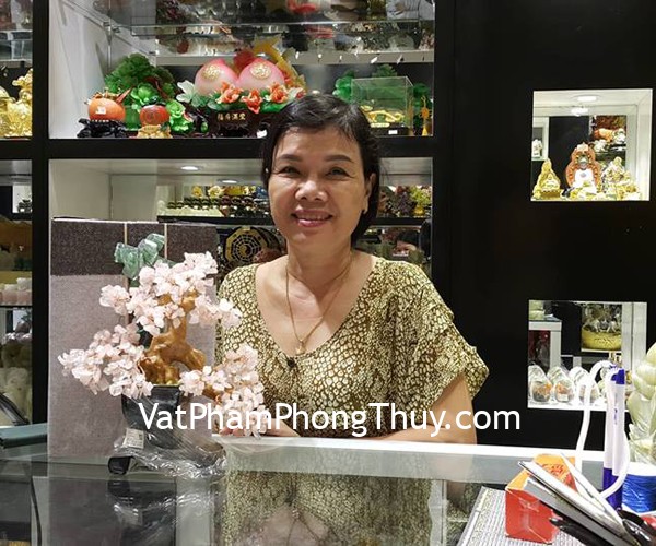 Chị Hằng - khách hàng mua cây tài lộc thạch anh hồng KC027