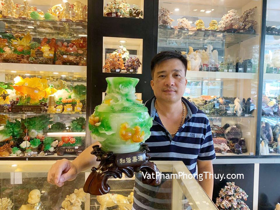Anh Tuấn Anh - Khách hàng mua Bình tài lộc xanh ngọc trắng chạm uyên ương LN203.